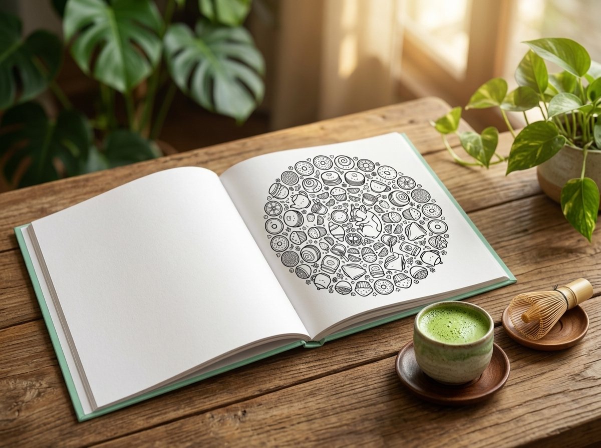 Cute Mandalas libro colorear abierto páginas interiores kawaii mandalas