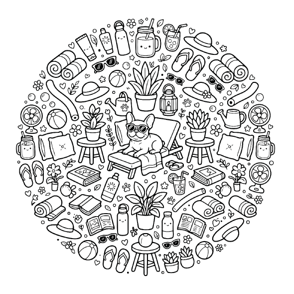 Página interior de ejemplo de Cute Mandalas, líneas gruesas
