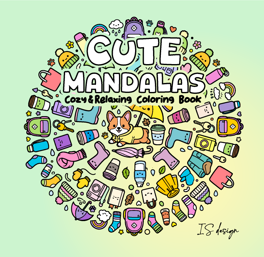 Cute Mandalas portada libro colorear para adultos kawaii mandalas IS Design